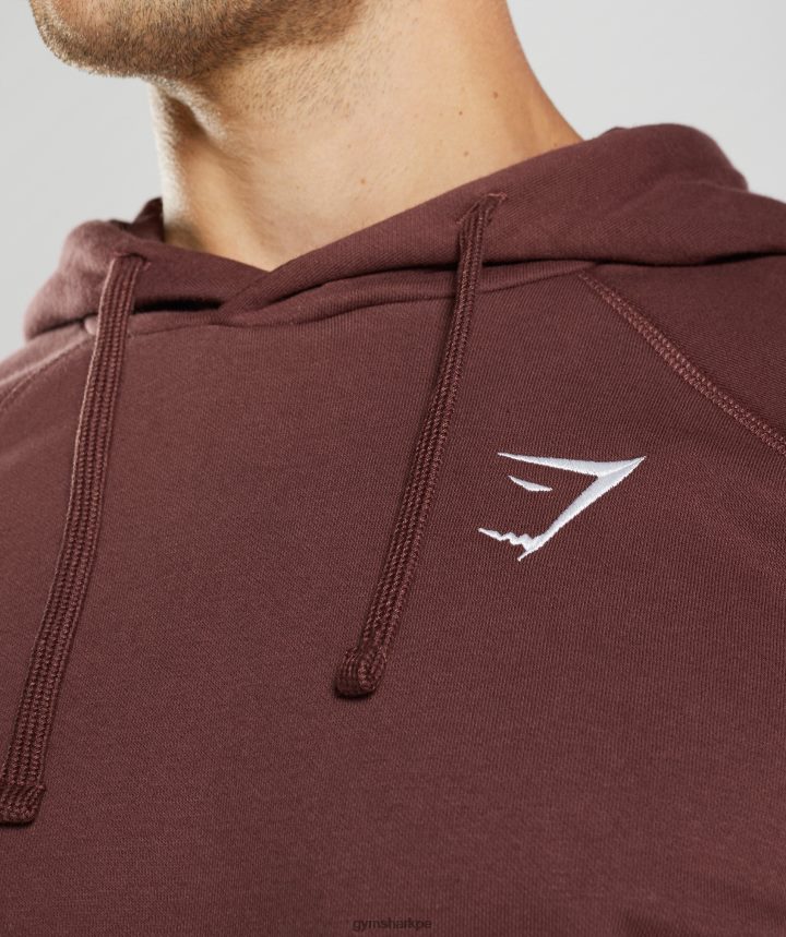 Gymsharksudadera con capucha y escudo hombres marrón cereza PFTJ2N836 ropa