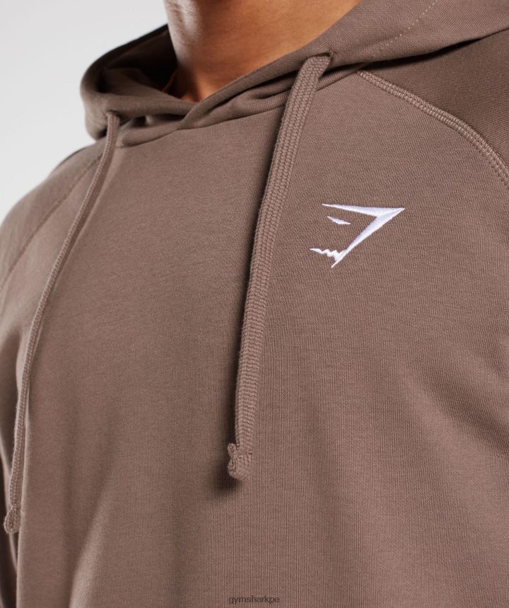 Gymsharksudadera con capucha y escudo hombres marrón trufa PFTJ2N820 ropa