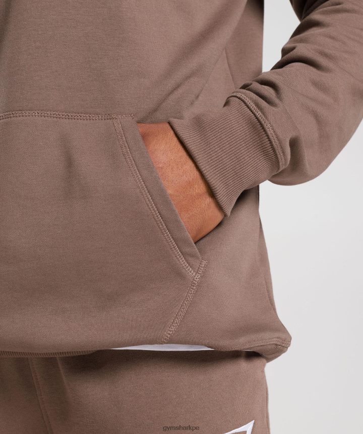 Gymsharksudadera con capucha y escudo hombres marrón trufa PFTJ2N820 ropa
