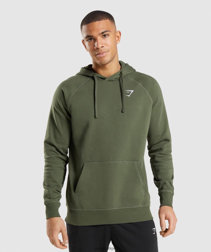Gymsharksudadera con capucha y escudo hombres núcleo de oliva PFTJ2N806 ropa