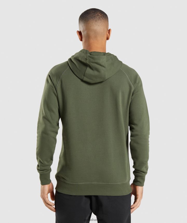 Gymsharksudadera con capucha y escudo hombres núcleo de oliva PFTJ2N806 ropa