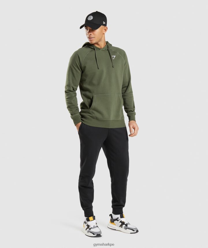 Gymsharksudadera con capucha y escudo hombres núcleo de oliva PFTJ2N806 ropa
