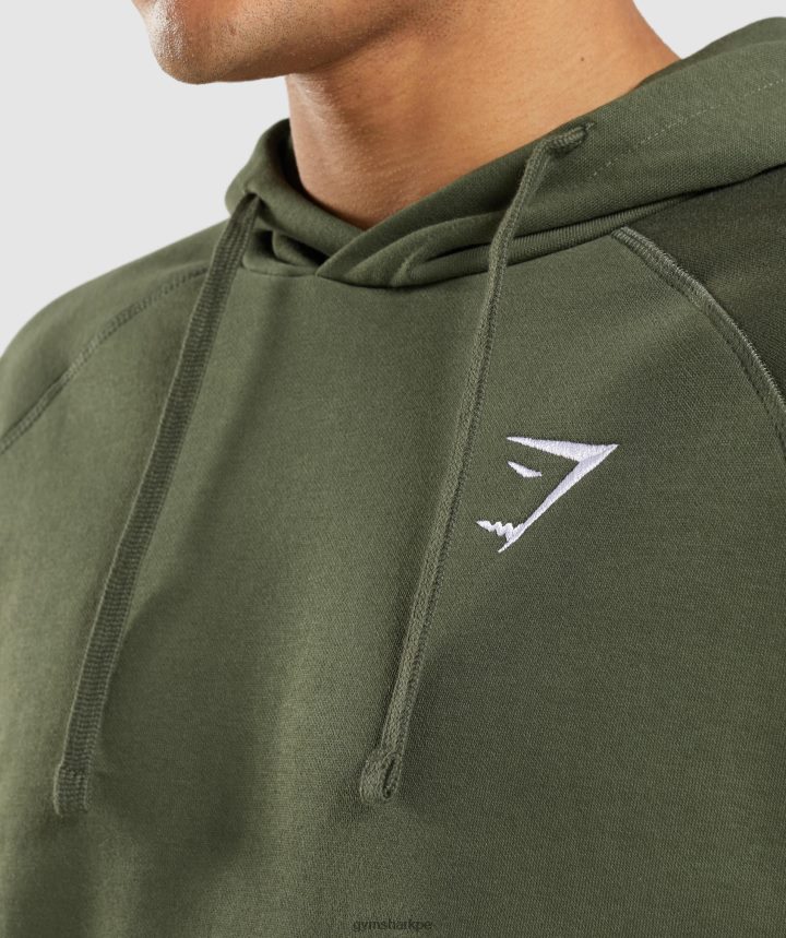 Gymsharksudadera con capucha y escudo hombres núcleo de oliva PFTJ2N806 ropa