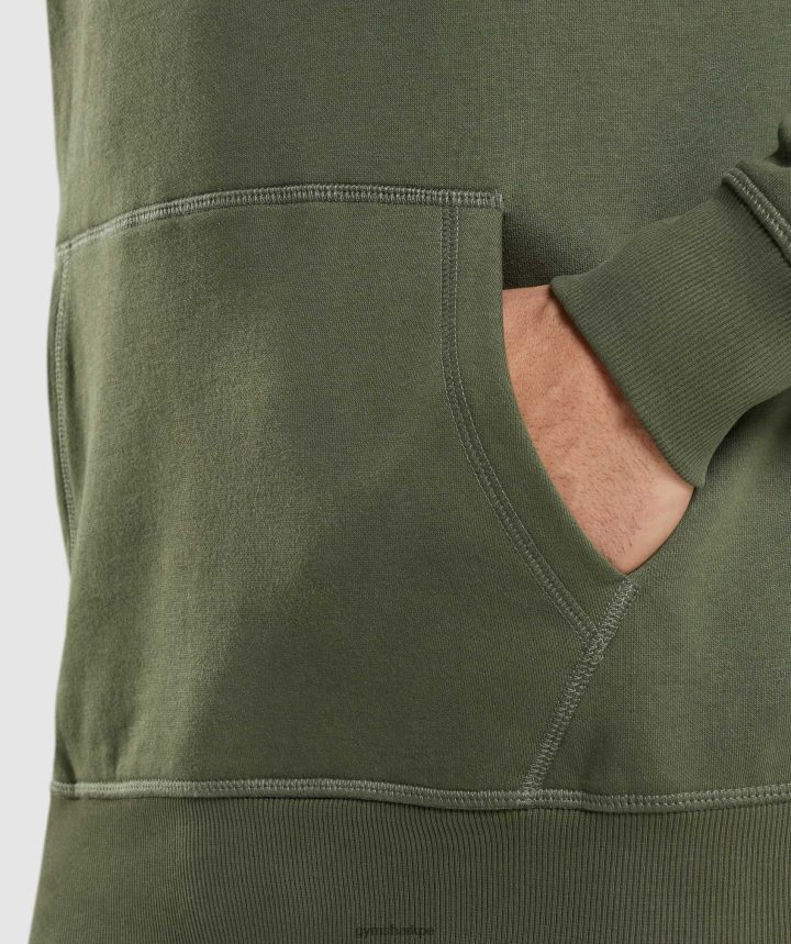 Gymsharksudadera con capucha y escudo hombres núcleo de oliva PFTJ2N806 ropa