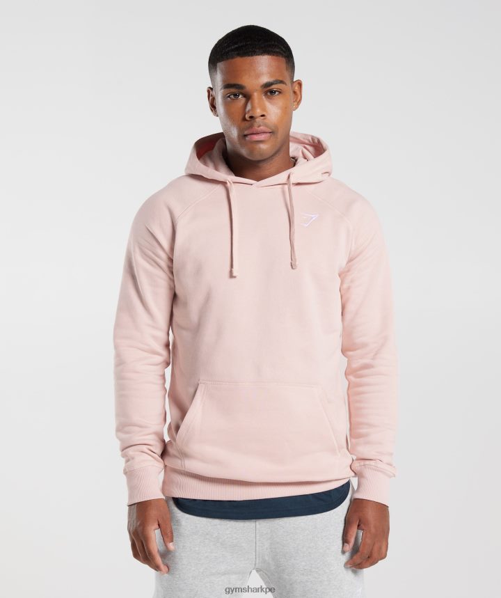 Gymsharksudadera con capucha y escudo hombres rosa brumoso PFTJ2N812 ropa