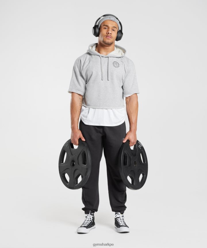 Gymsharksudadera con capucha y manga corta Legacy hombres marga gris claro PFTJ2N866 ropa