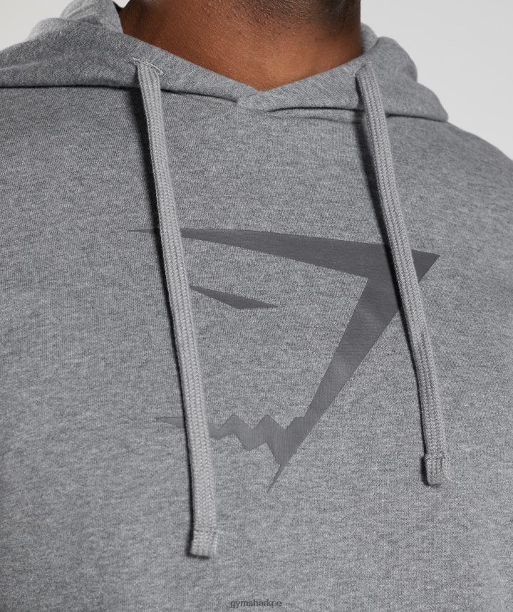 Gymsharksudadera con capucha y relleno de cabeza de tiburón hombres marga gris carbón PFTJ2N873 ropa