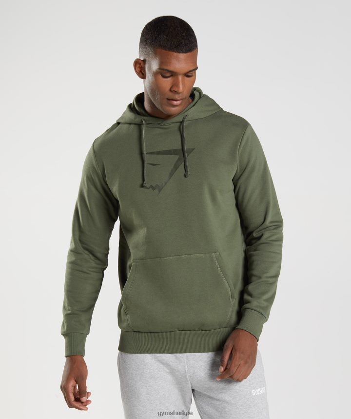 Gymsharksudadera con capucha y relleno de cabeza de tiburón hombres núcleo de oliva PFTJ2N872 ropa