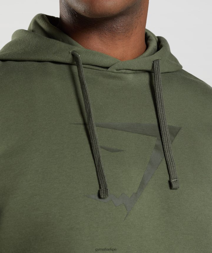 Gymsharksudadera con capucha y relleno de cabeza de tiburón hombres núcleo de oliva PFTJ2N872 ropa
