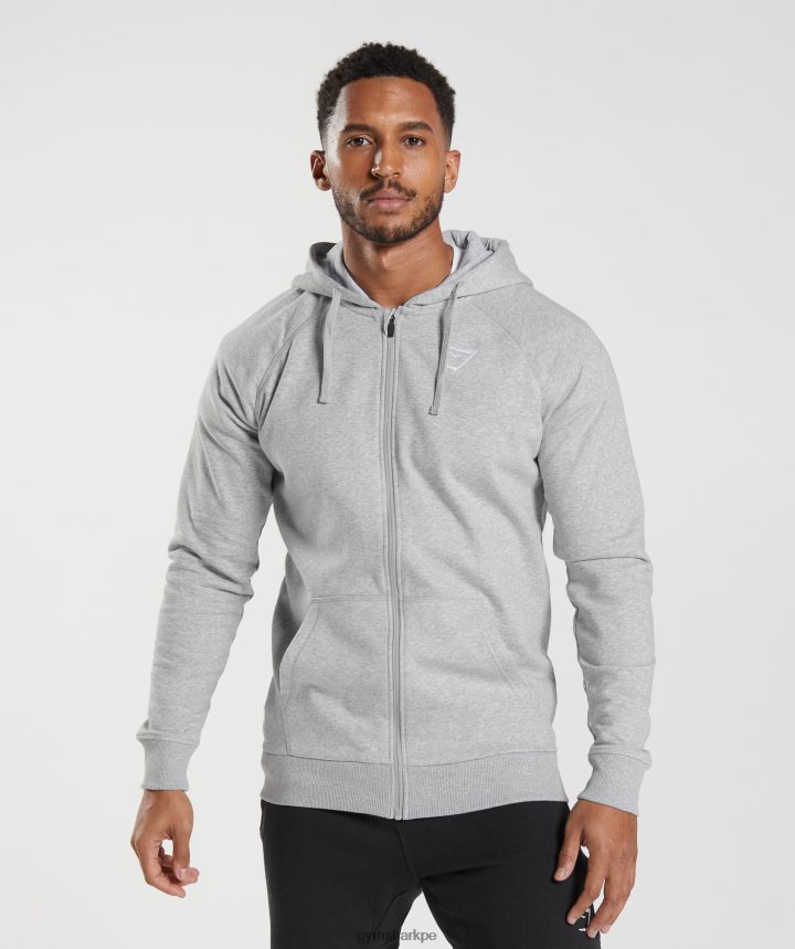 Gymsharksudadera con cremallera y escudo hombres marga gris claro PFTJ2N794 ropa