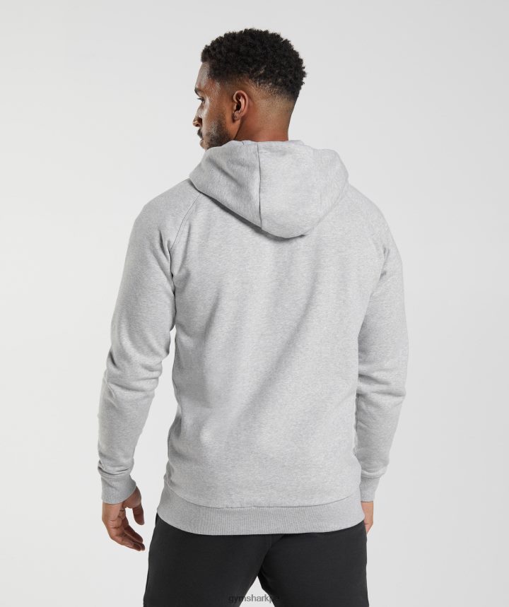 Gymsharksudadera con cremallera y escudo hombres marga gris claro PFTJ2N794 ropa