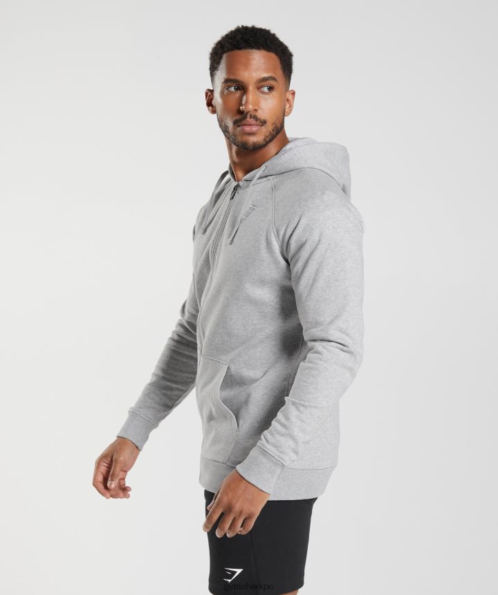 Gymsharksudadera con cremallera y escudo hombres marga gris claro PFTJ2N794 ropa