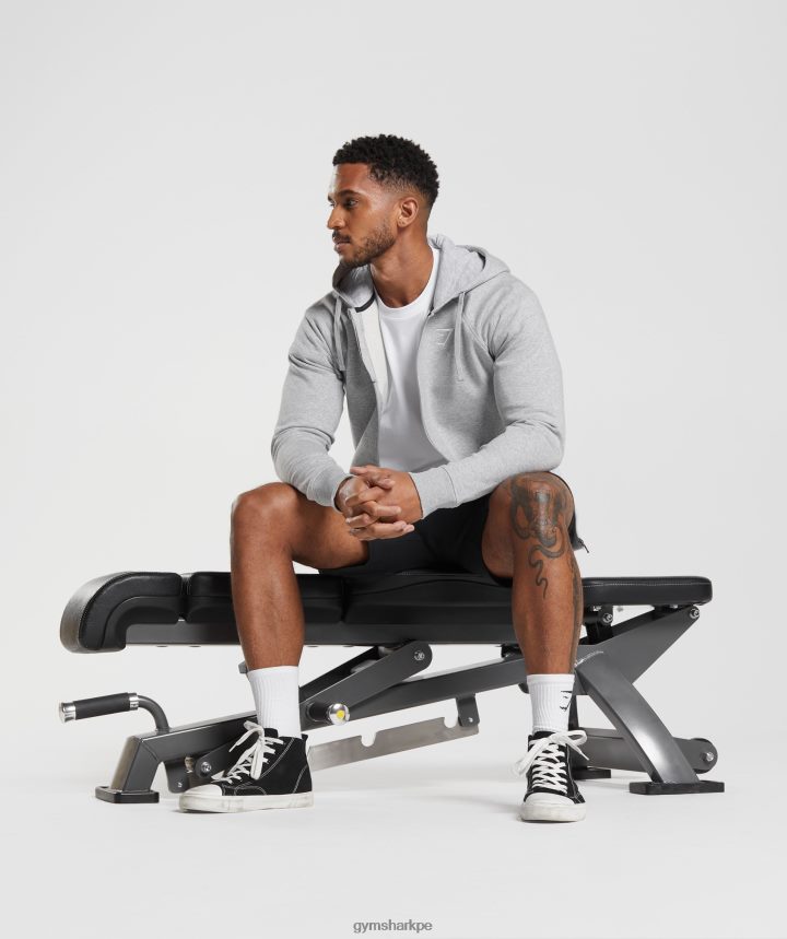 Gymsharksudadera con cremallera y escudo hombres marga gris claro PFTJ2N794 ropa