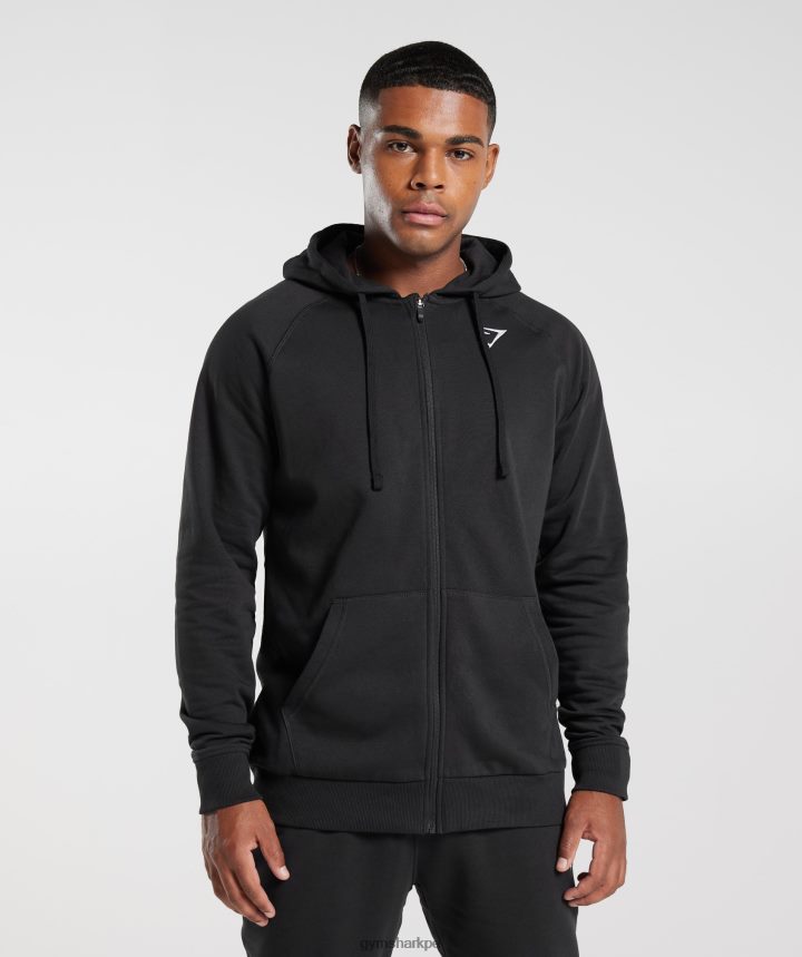 Gymsharksudadera con cremallera y escudo hombres negro PFTJ2N786 ropa