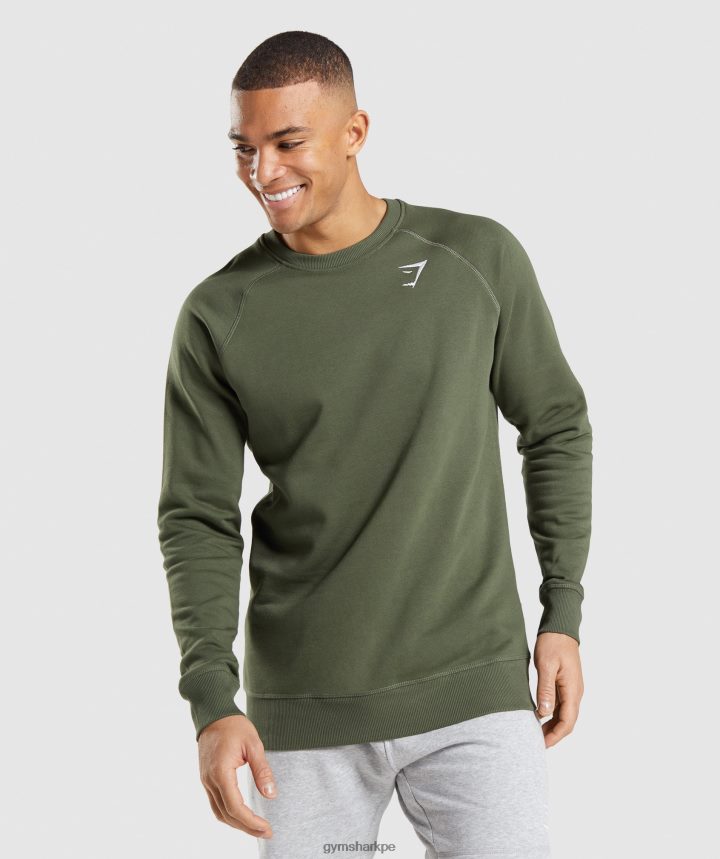 Gymsharksudadera con escudo hombres núcleo de oliva PFTJ2N795 ropa