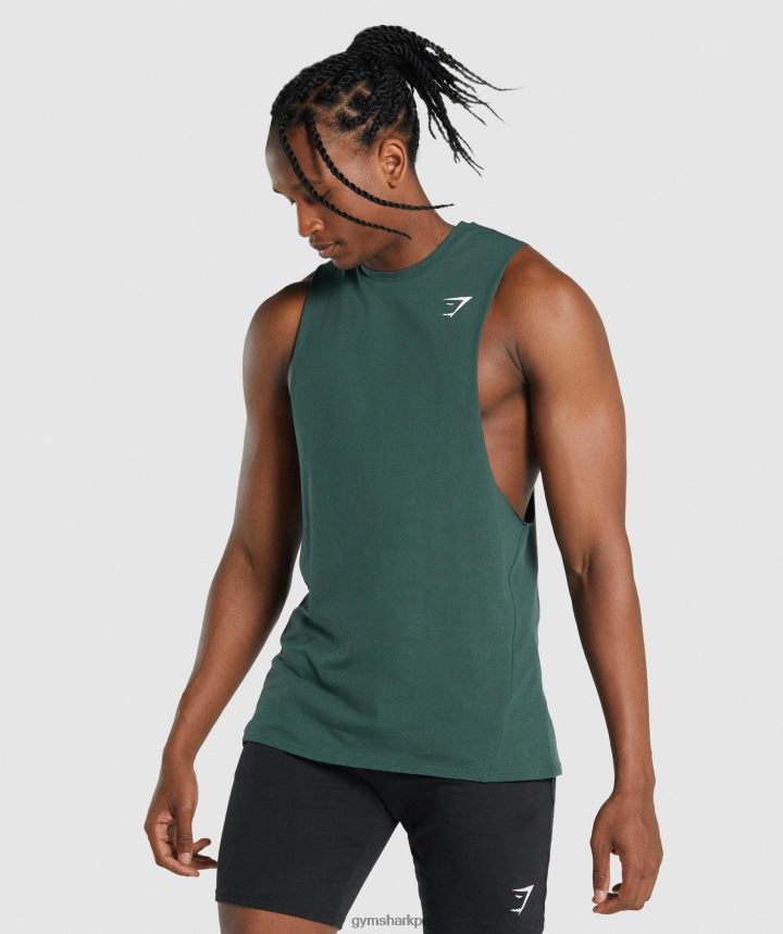 GymsharkTanque de brazo abatible Critical 2.0 hombres verde oscuro PFTJ2N931 ropa