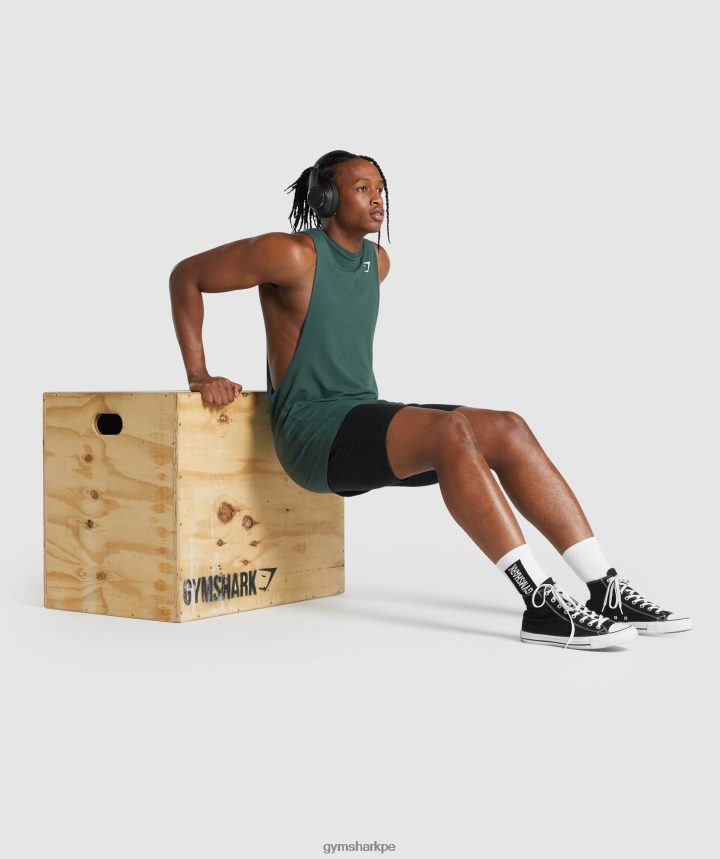 GymsharkTanque de brazo abatible Critical 2.0 hombres verde oscuro PFTJ2N931 ropa