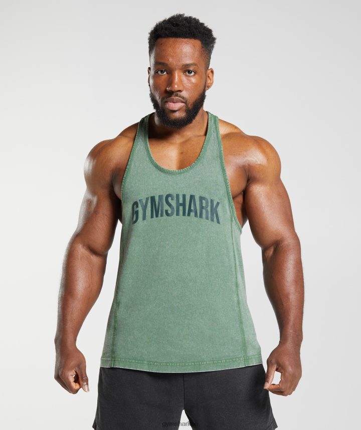 Gymsharklarguero lavado a presión hombres iguana verde PFTJ2N1001 ropa