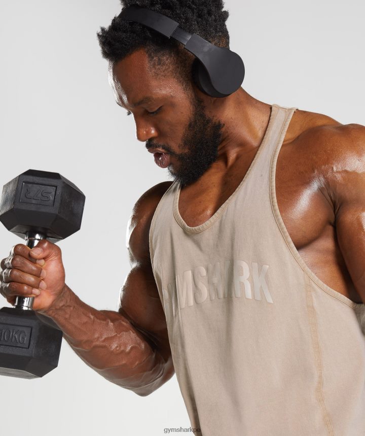 Gymsharklarguero lavado a presión hombres marrón cemento PFTJ2N1009 ropa