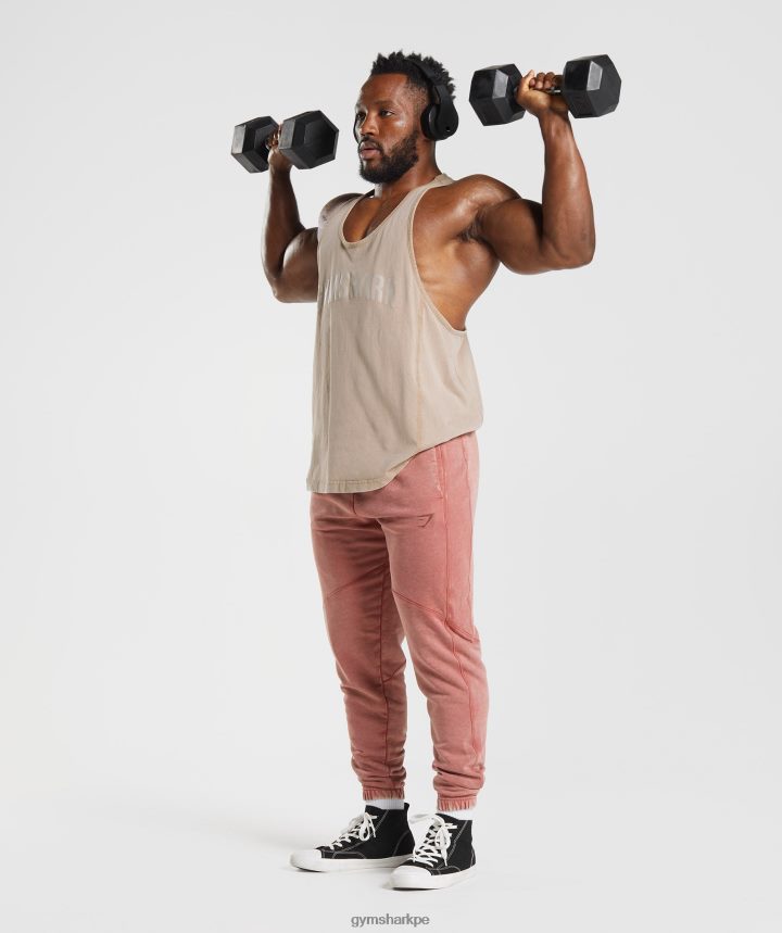 Gymsharklarguero lavado a presión hombres marrón cemento PFTJ2N1009 ropa