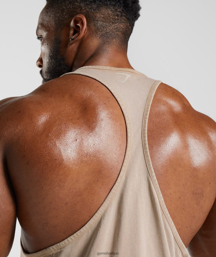 Gymsharklarguero lavado a presión hombres marrón cemento PFTJ2N1009 ropa