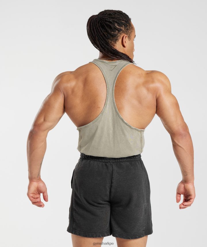 Gymsharklarguero lavado a presión hombres marrón crudo PFTJ2N976 ropa