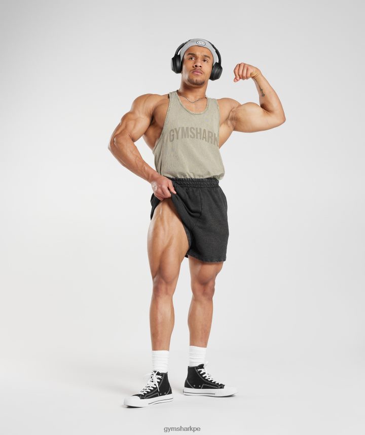 Gymsharklarguero lavado a presión hombres marrón crudo PFTJ2N976 ropa