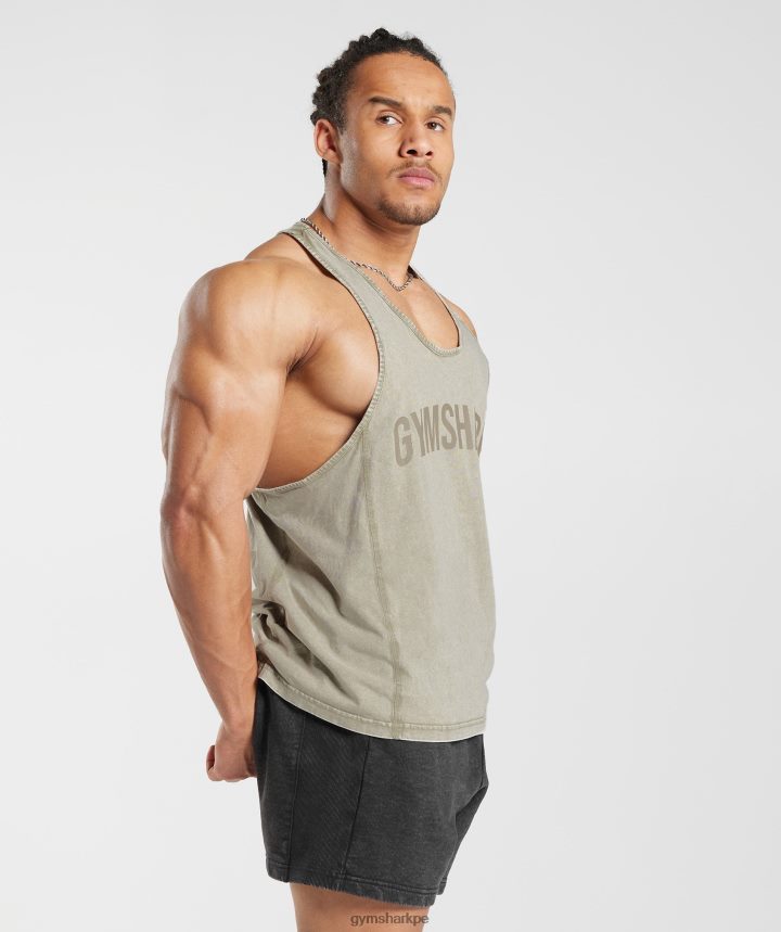 Gymsharklarguero lavado a presión hombres marrón crudo PFTJ2N976 ropa