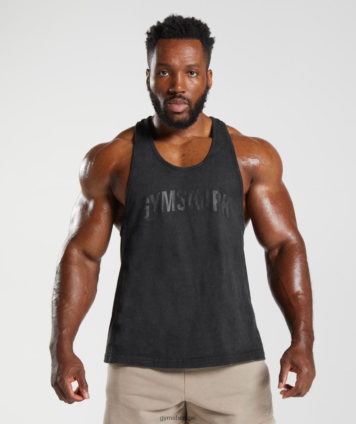Gymsharklarguero lavado a presión hombres negro PFTJ2N977 ropa