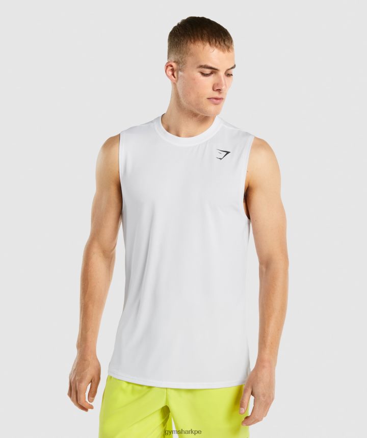 Gymsharkllegada camiseta sin mangas hombres blanco PFTJ2N898 ropa