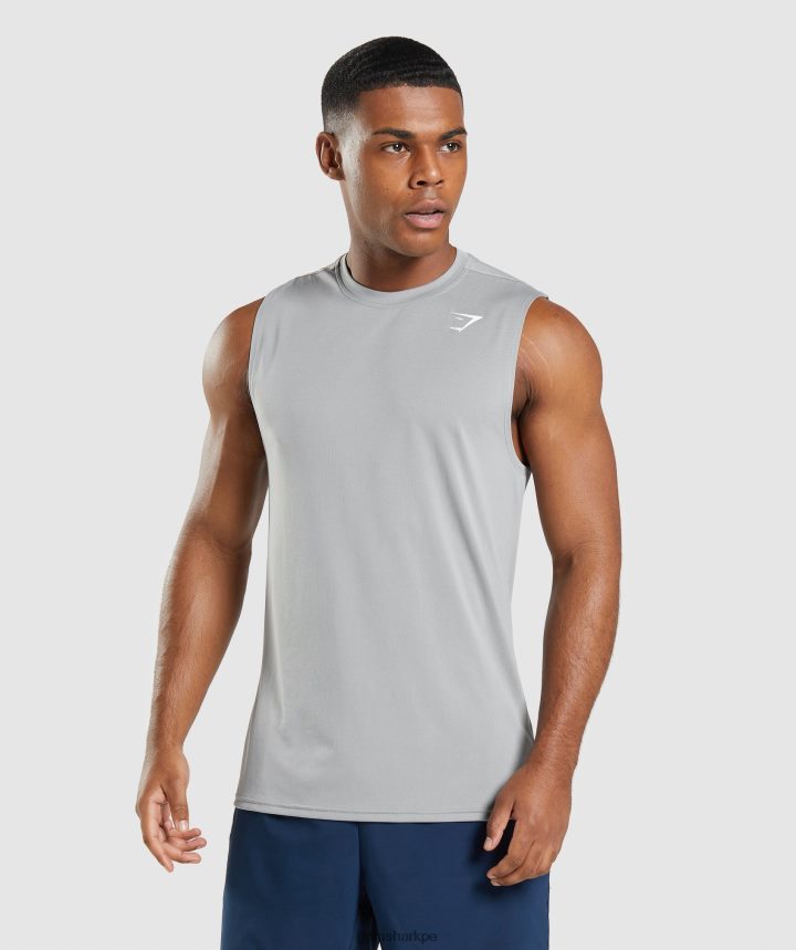Gymsharkllegada camiseta sin mangas hombres gris ahumado PFTJ2N947 ropa