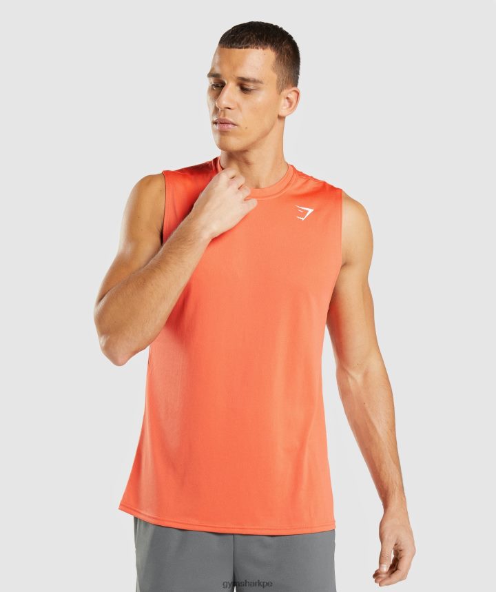 Gymsharkllegada camiseta sin mangas hombres papaya naranja PFTJ2N939 ropa