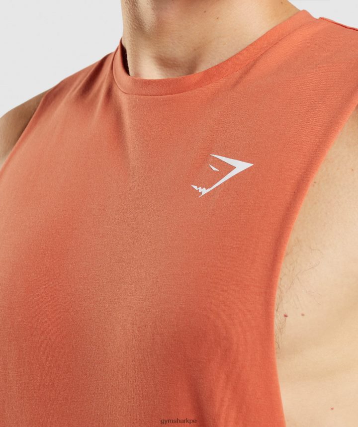 Gymsharktanque de brazo de caída crítico hombres arcilla naranja PFTJ2N929 ropa