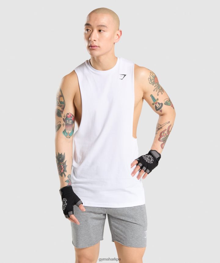 Gymsharktanque de brazo de caída crítico hombres blanco PFTJ2N936 ropa
