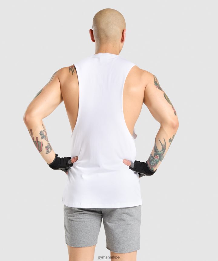 Gymsharktanque de brazo de caída crítico hombres blanco PFTJ2N936 ropa