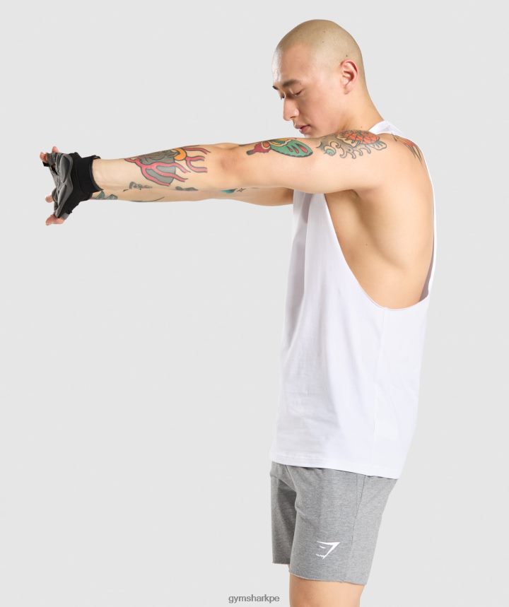 Gymsharktanque de brazo de caída crítico hombres blanco PFTJ2N936 ropa