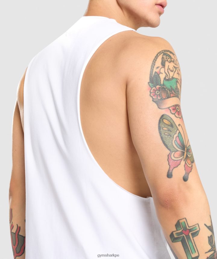 Gymsharktanque de brazo de caída crítico hombres blanco PFTJ2N936 ropa