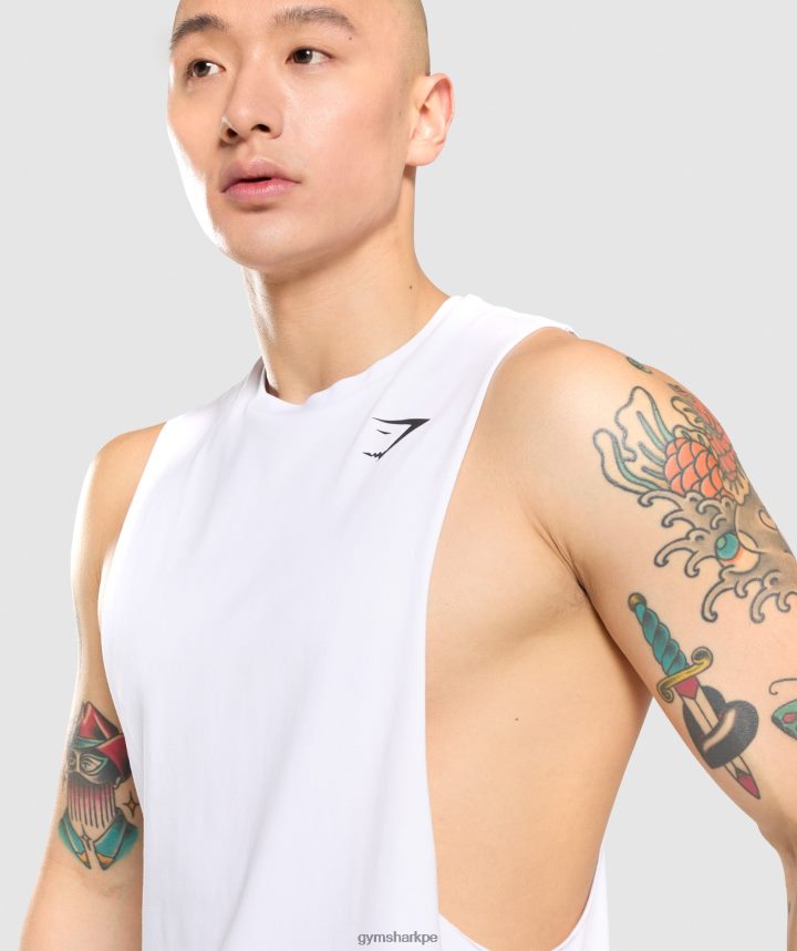 Gymsharktanque de brazo de caída crítico hombres blanco PFTJ2N936 ropa