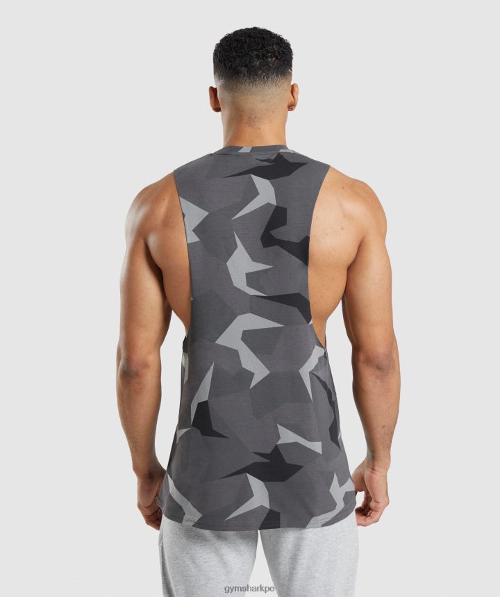 Gymsharktanque de brazo de caída crítico hombres impresión en negro PFTJ2N949 ropa