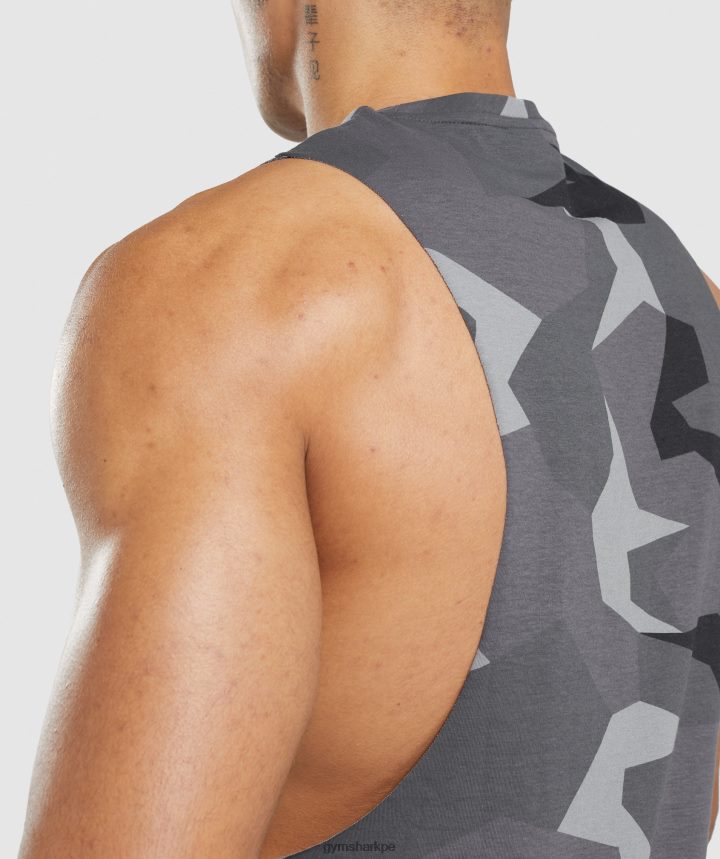 Gymsharktanque de brazo de caída crítico hombres impresión en negro PFTJ2N949 ropa