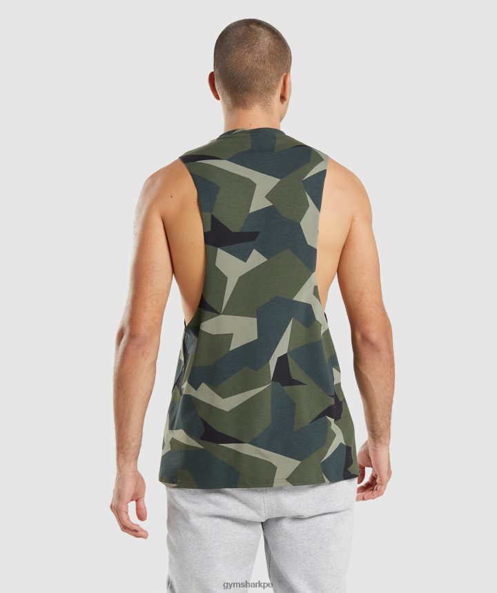 Gymsharktanque de brazo de caída crítico hombres impresión verde PFTJ2N930 ropa