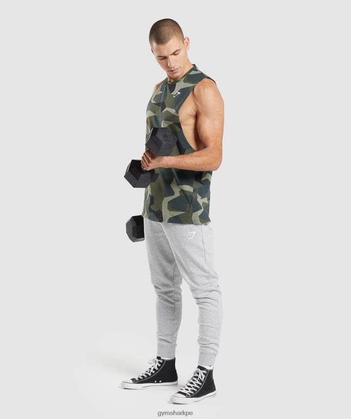 Gymsharktanque de brazo de caída crítico hombres impresión verde PFTJ2N930 ropa