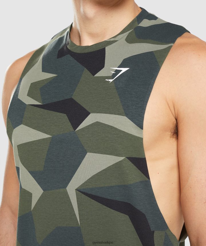 Gymsharktanque de brazo de caída crítico hombres impresión verde PFTJ2N930 ropa