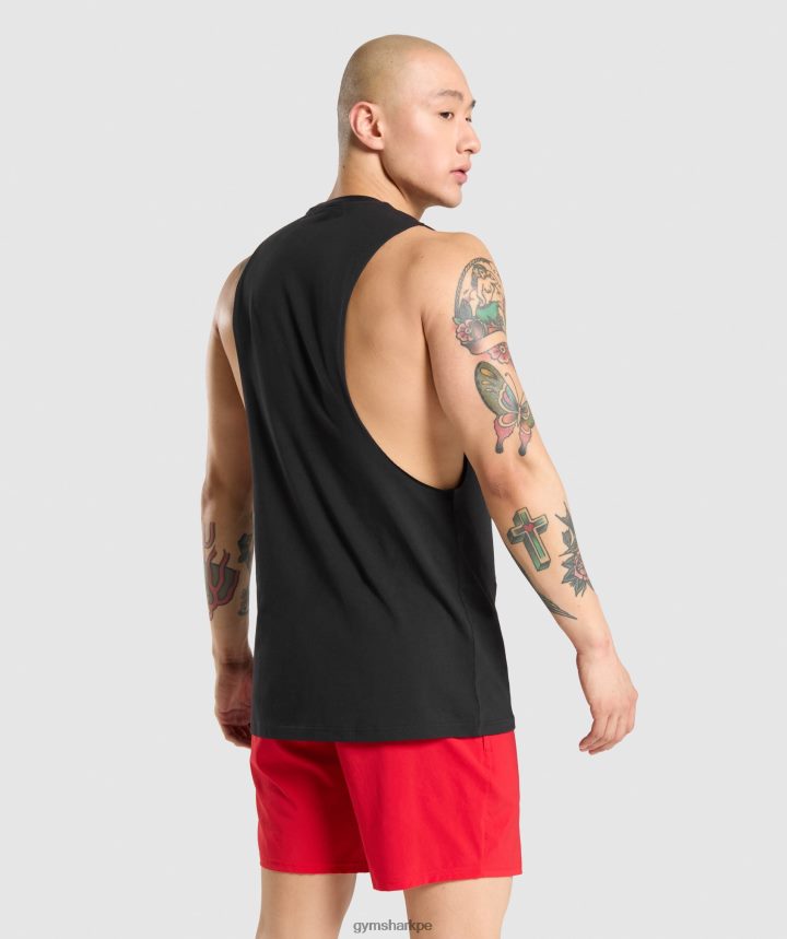 Gymsharktanque de brazo de caída crítico hombres negro PFTJ2N946 ropa