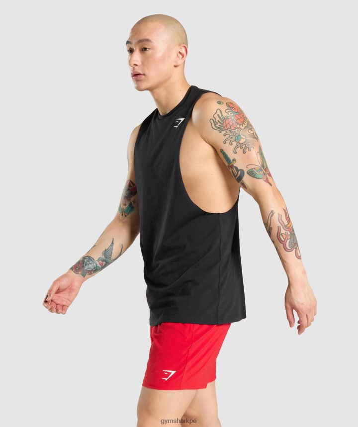 Gymsharktanque de brazo de caída crítico hombres negro PFTJ2N946 ropa