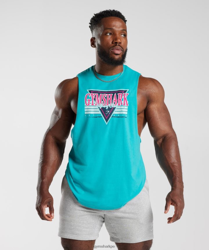 Gymsharktanque de brazo de caída de microondas hombres azul egeo PFTJ2N893 ropa