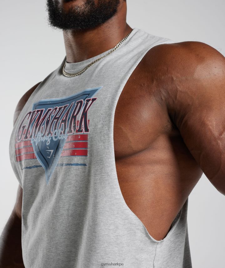 Gymsharktanque de brazo de caída de microondas hombres núcleo gris claro marga PFTJ2N886 ropa