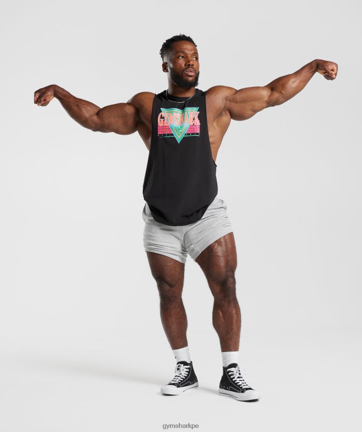 Gymsharktanque de brazo de caída de microondas hombres negro PFTJ2N891 ropa