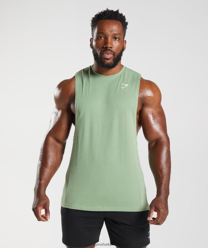 Gymsharktanque de brazo de reacción hombres té verde PFTJ2N970 ropa