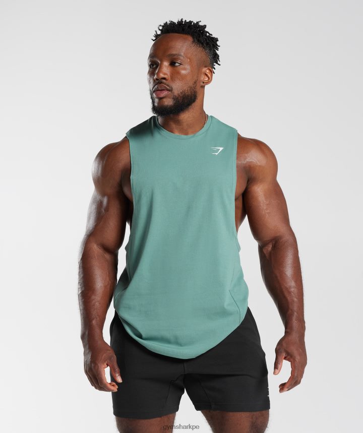 Gymsharktanque de brazo de reacción hombres tinta verde azulado PFTJ2N973 ropa